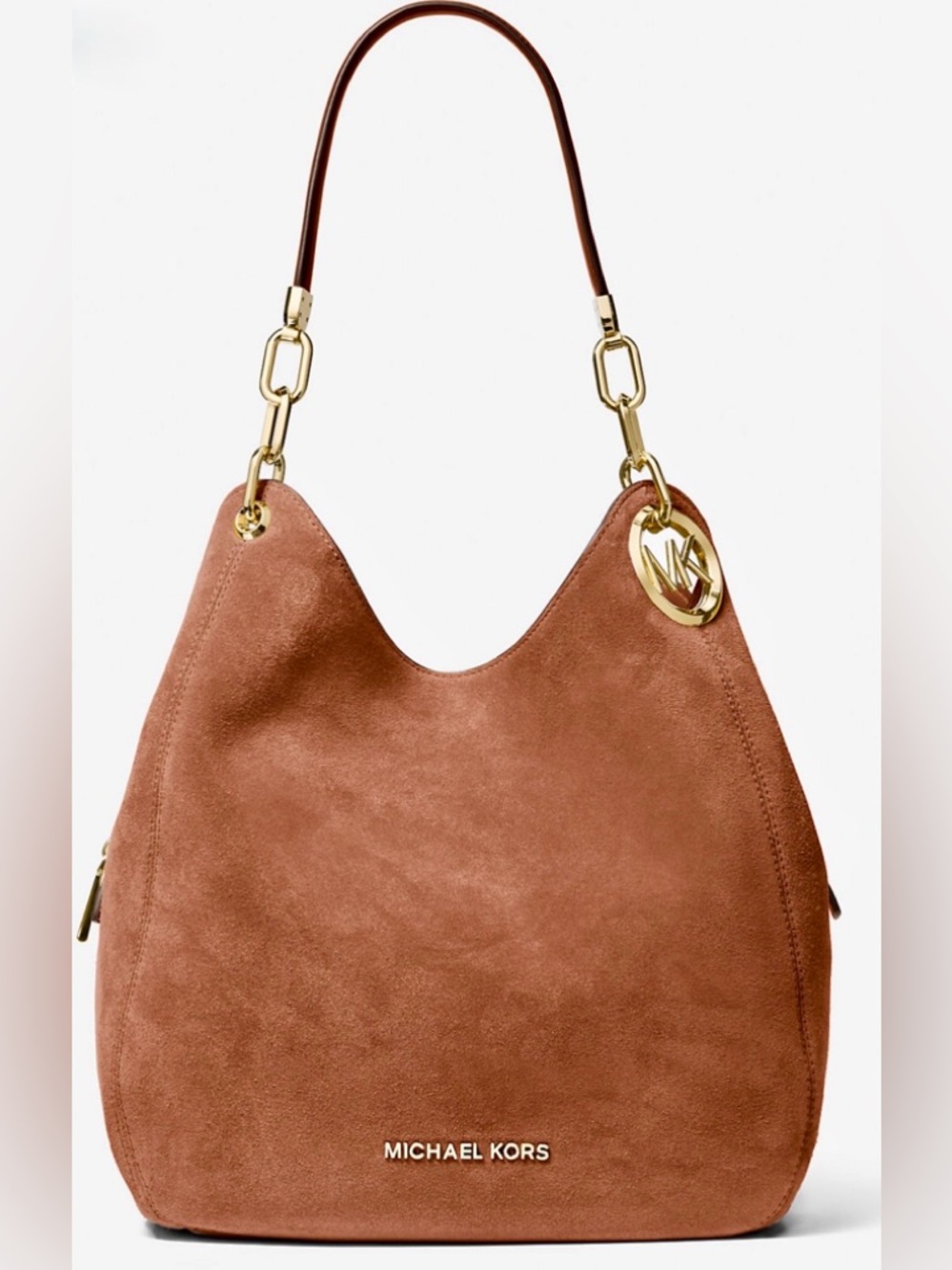 Michael Kors Lillie Large Chain Tote Luggage Buttery Suede NWOT Rare